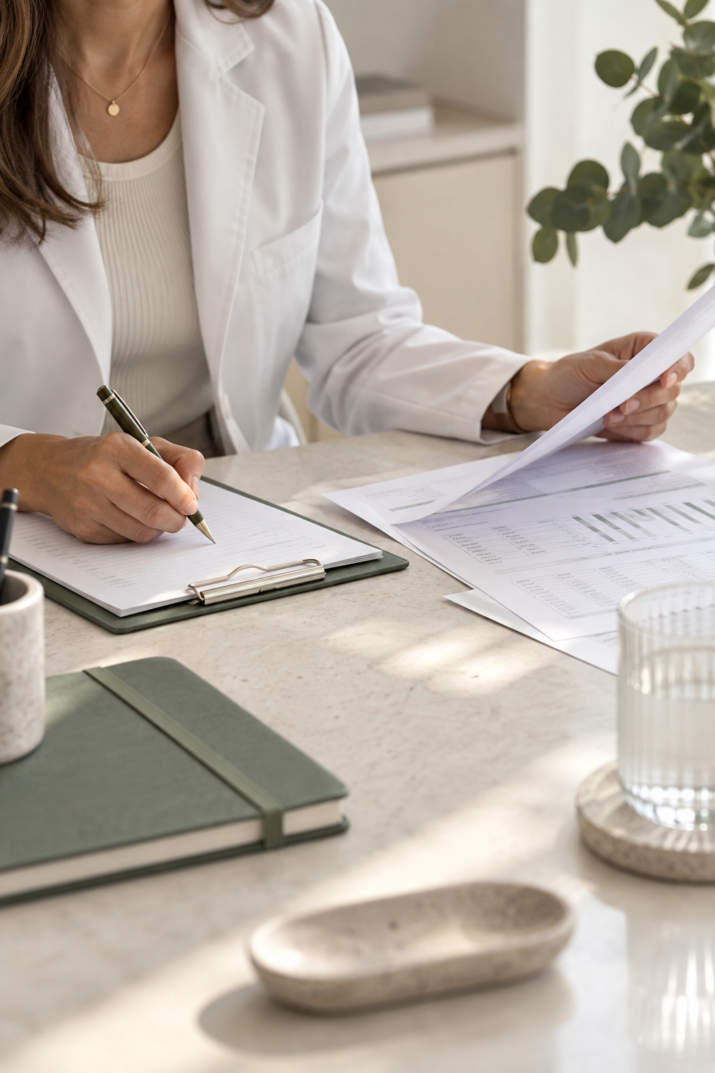 Análise de documentos e registros clínicos durante o planejamento nutricional